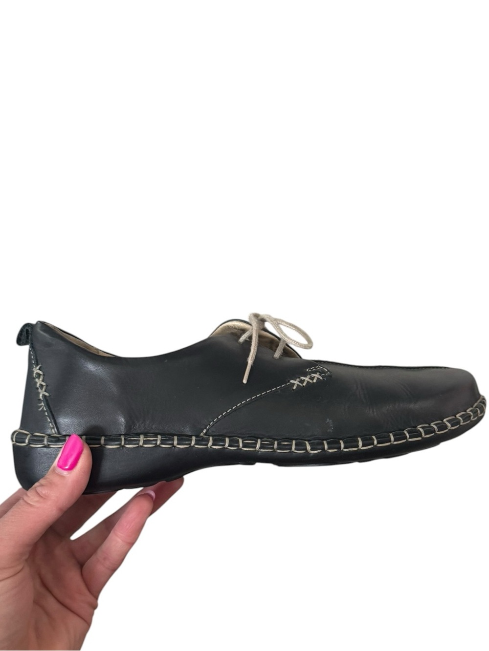Josef Seibel Black Leather Lace-Up Comfort Oxfords EU 41 rBoho Minimalist